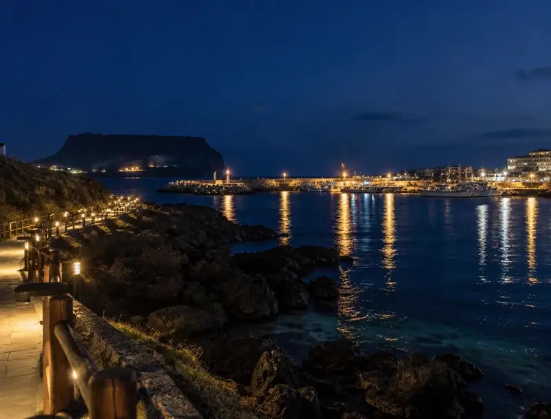 济州火山岩海岸步道夜景（示意图）
